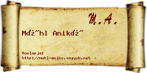 Mühl Anikó névjegykártya