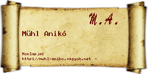 Mühl Anikó névjegykártya